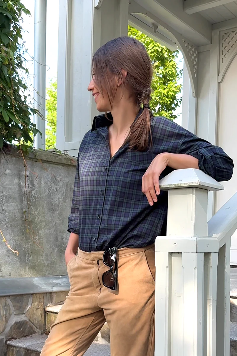 koszula boyfriend tartan granatowo zielona kratka olgajahr 01