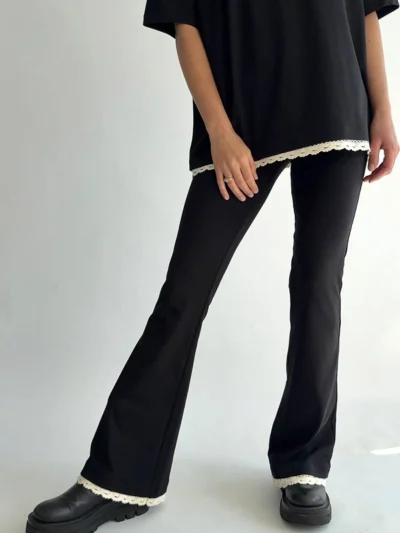 spodnie flare olgajahr czarna bawelna crochet 2