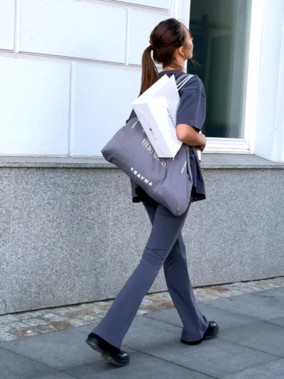 spodnie flare olgajahr niebiesko szary 1