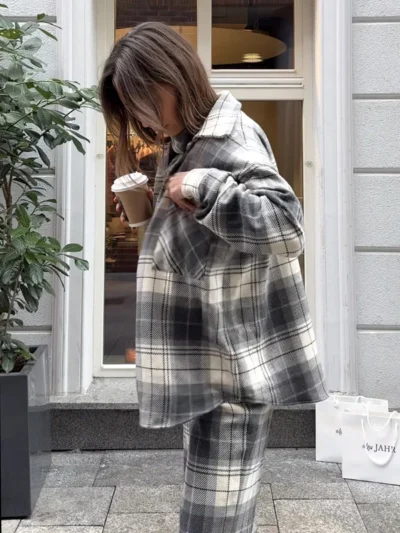 koszula bruce olgajahr kremowo szara krata 01